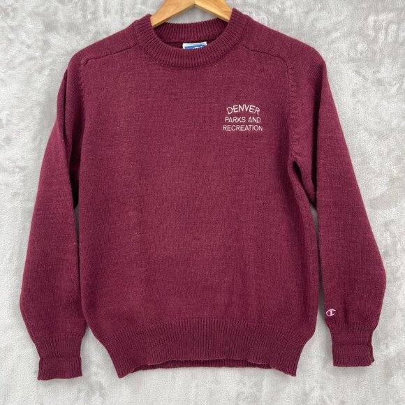 Champion Vintage Denver Parks and Recreation Burgundy Crewneck Sweater - Picture 1 of 11